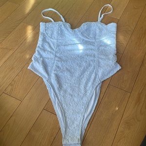 Baby blue Lace corset style bodysuit. NWOT